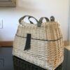 sac à main osier blanc et cuir noir – Image 4