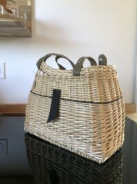 sac à main osier blanc et cuir noir – Image 4