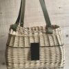 sac à main osier blanc et cuir noir – Image 2