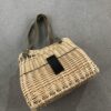 sac à main osier blanc et cuir noir