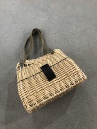 sac à main osier blanc et cuir noir