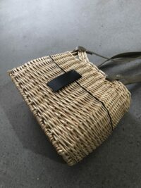 sac à main osier blanc et cuir noir – Image 3